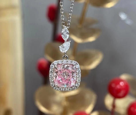 1.63 ct 핑크색 쿠션 컷 시험소 VS 다이아몬드 목걸이 18k 화이트 골드는 봉사를 특화합니다