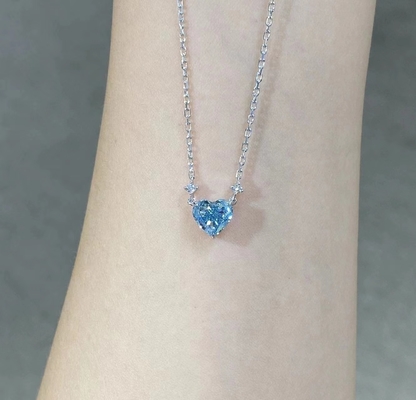 1.51ct 실험실 다이아몬드 보석 합성 Cvd 블루 하트 커트 앵커 18k 백금