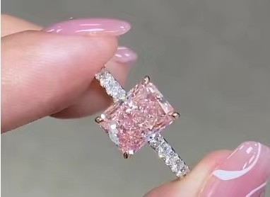2.26ct 실험실에서 자란 분홍 다이아몬드 약혼 반지 18K 백금 신혼 반지