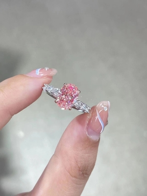2.5ct 화려한 분홍색 실험실 제작 다이아몬드 약혼 반지 18K 흰 금 신혼 반지