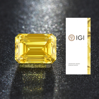 IGI 인증을 받은 실험실에서 만든 노란 다이아몬드 3.45ct 화려한 진주 절단