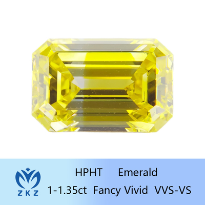HPHT 에메랄드 자른 사람 만든 노란 실험실 다이아몬드 1ct-1.35ct 반지