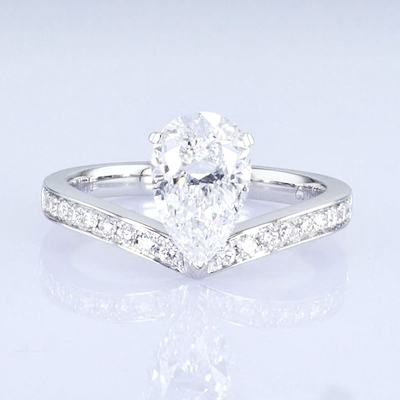 18k 페어 모양 흰색 실험실 자란 다이아몬드 반지 파티 선물 공주 디자인