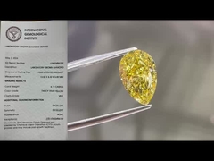 4CT CVD 노란색 실험실 자란 다이아몬드 페어 모양 화려한 밝은 노란색 IGI 반지 목걸이